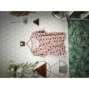 Sundance Pink Floral Print Short Sleeve Top - Size - Medium